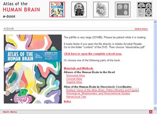 Entry to the e-book, the electronic version of the printed atlas. Main selection.